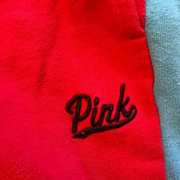 PINK Victoria's Secret Sweatpants Size XS Red/Blue Stripe Fleece Wide Leg - Picture 4 of 13